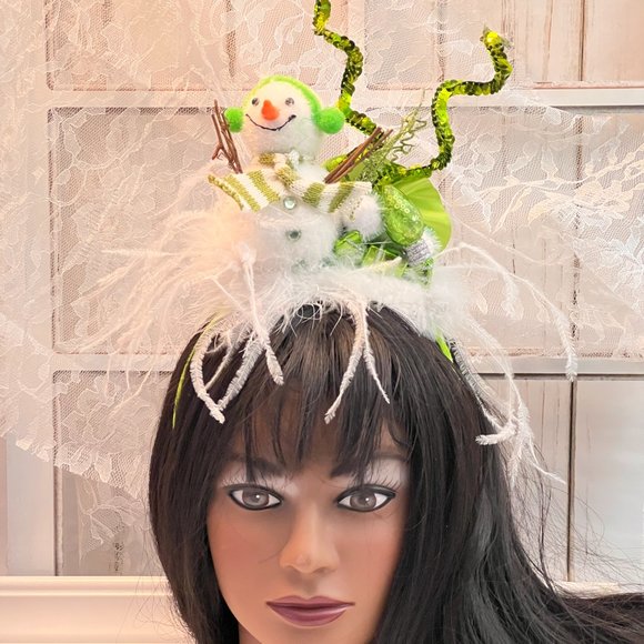 Christmas Neon Green Snowman Headband - Christmas Top hat| Tacky Christmas Party main image 8